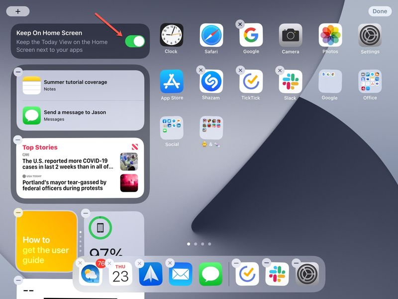 Keep on Home Screen Today View iPad