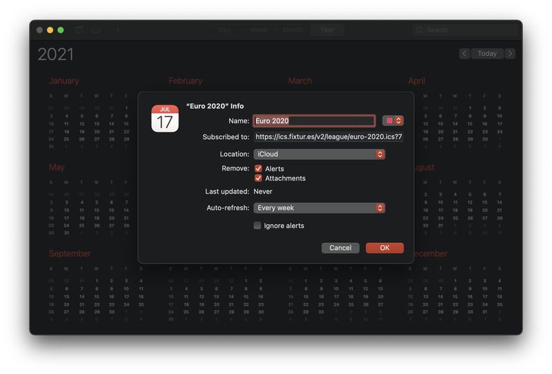 Calendrier Coupe d