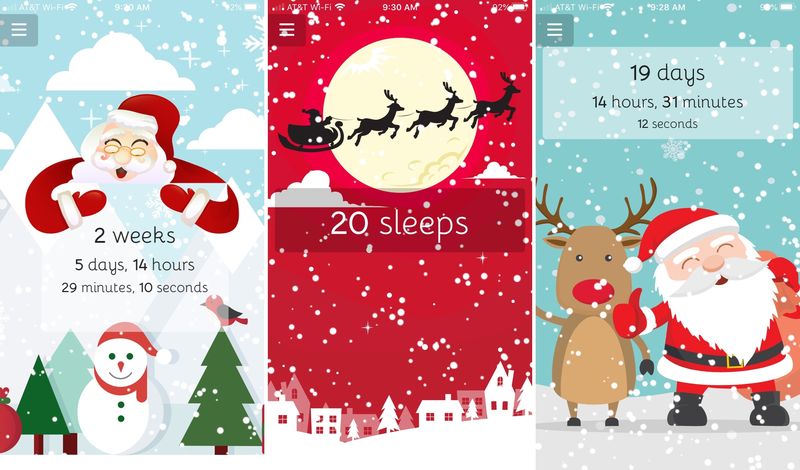 Applications iPhone du compte à rebours de Noël