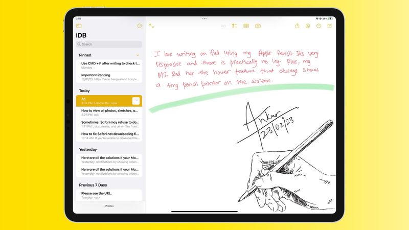 Sketch in iPad Notes app