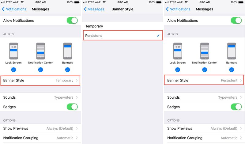 Persistent Notifications on iPhone