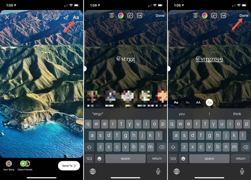 Mention Instagram avec texte