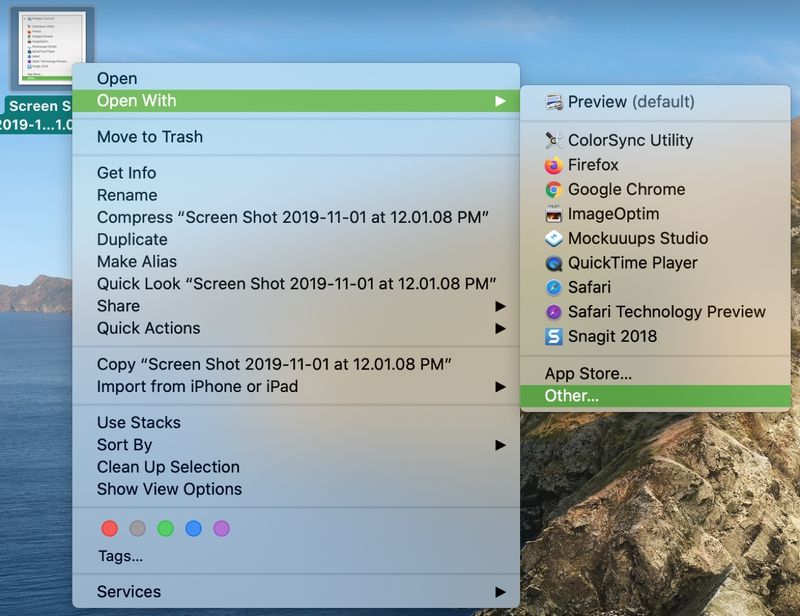 Open With Other on Mac
