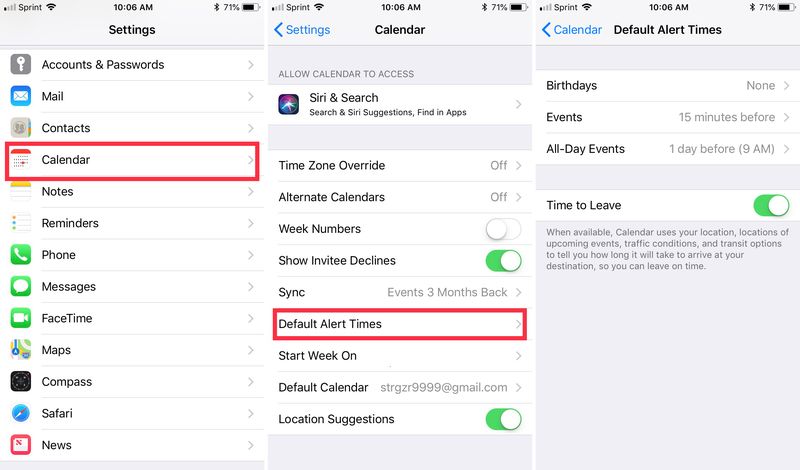 Access iPhone Calendar Alerts