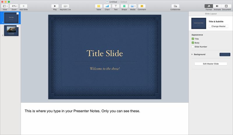 Keynote sur Mac Créer des notes pour le présentateur