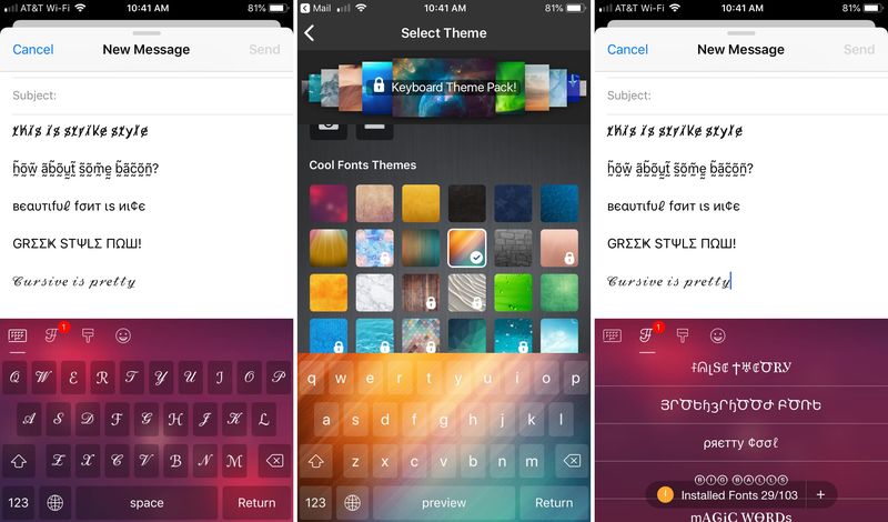 Application Cool Fonts sur iPhone