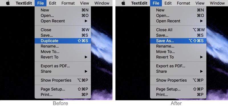 Enregistrer sous sur Mac avec la touche Option