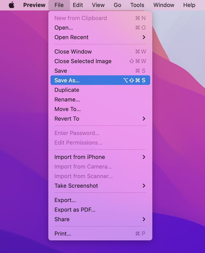 Option Enregistrer sous affichée en permanence dans le menu Fichier Mac