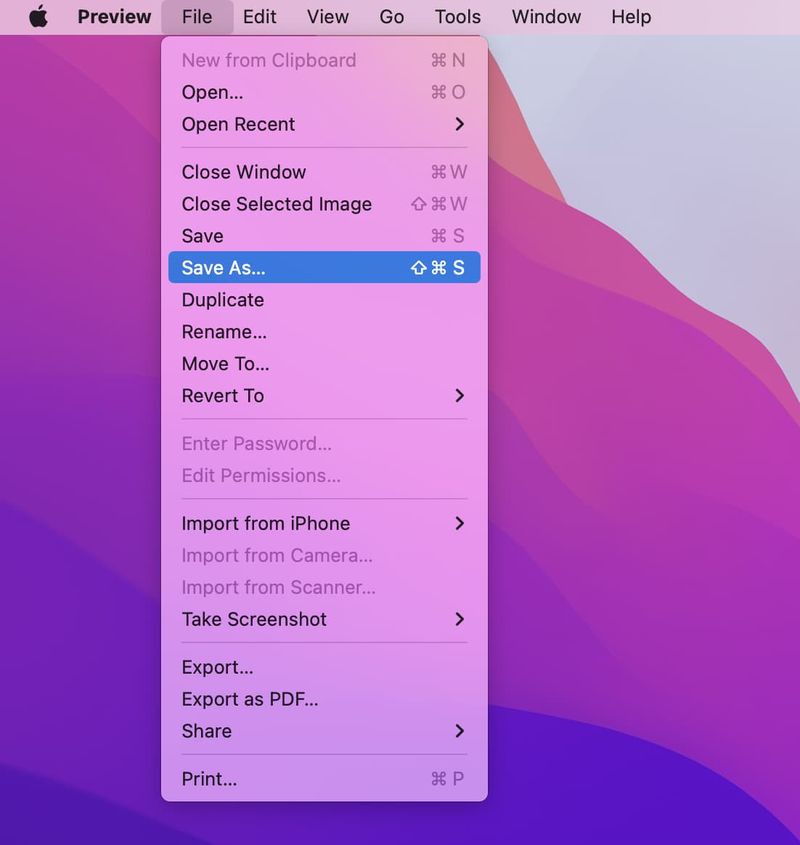 Option Enregistrer sous ajoutée de manière permanente au menu Fichier Mac