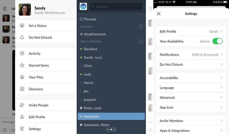 Slack app on iPhone