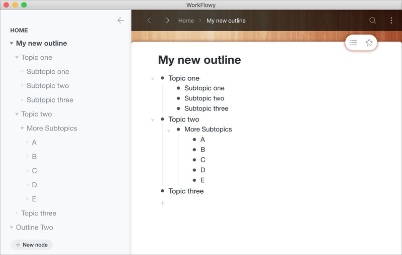 Applications de contour gratuites pour Mac - WorkFlowy