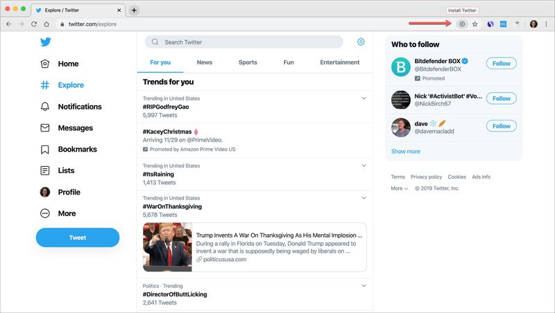 Chrome Install Twitter
