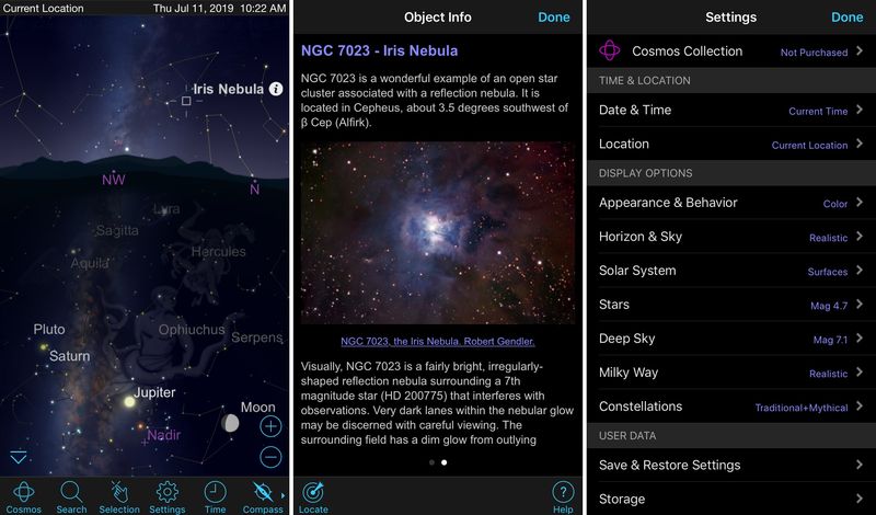 Application SkySafari sur iPhone