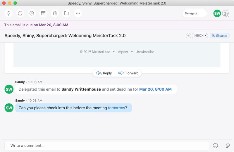 Delegated Spark Email Message on Mac