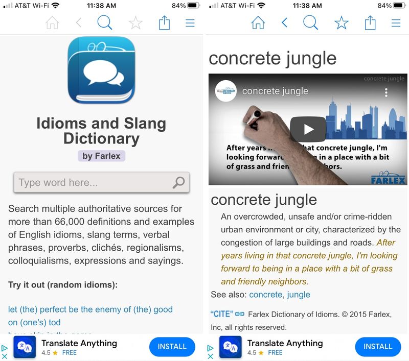 Idioms Slang Dictionary on iPhone