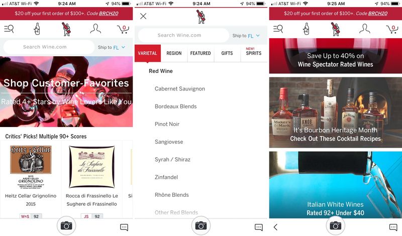 WineDotCom on iPhone