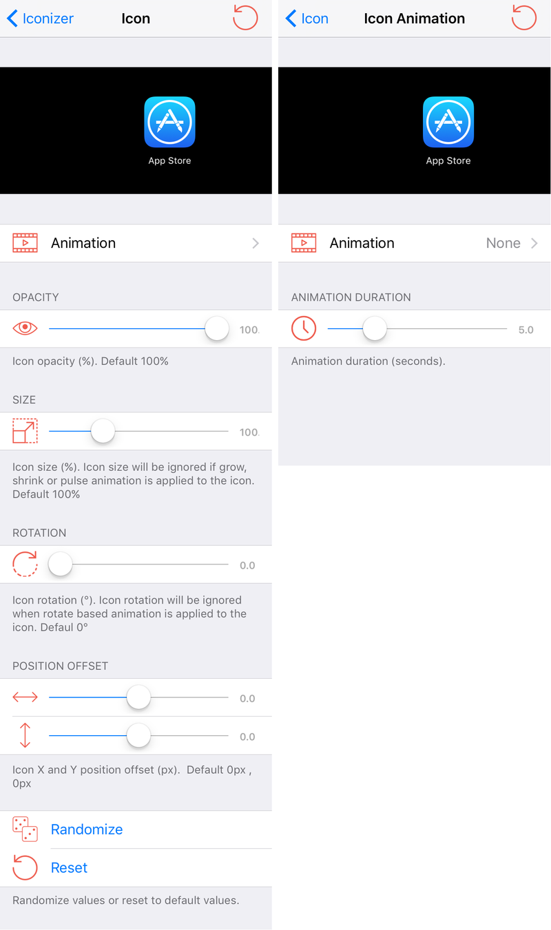 Iconizer Icon Settings