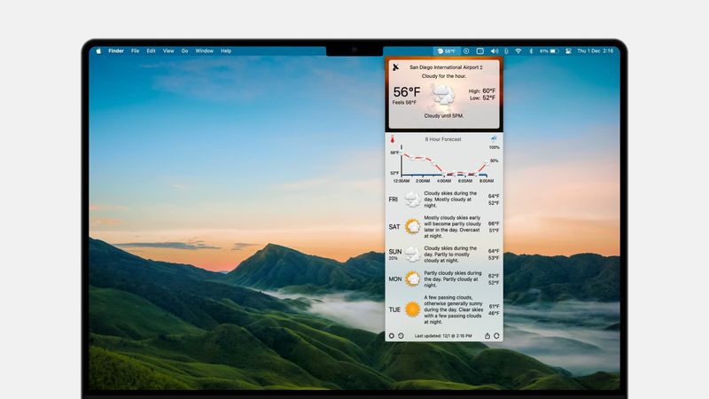 Voir les données météo à partir de la barre de menus sur Mac