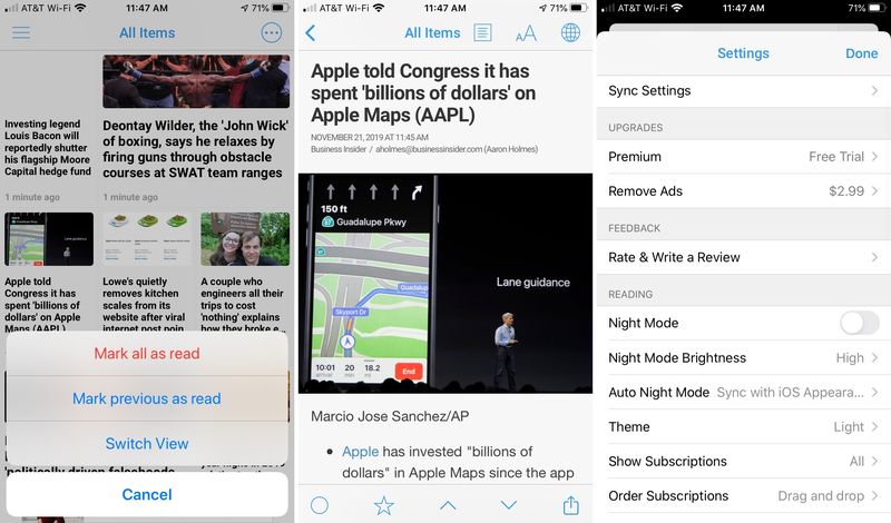 Newsify iPhone RSS reader