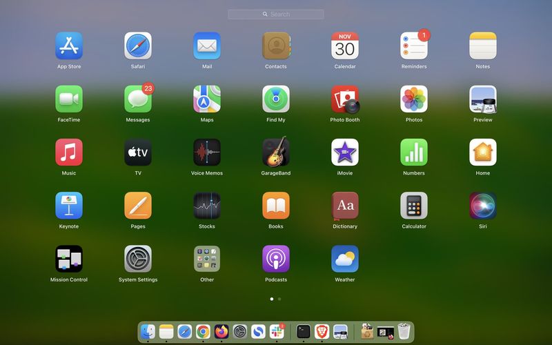 Launchpad on Mac showing Apple apps