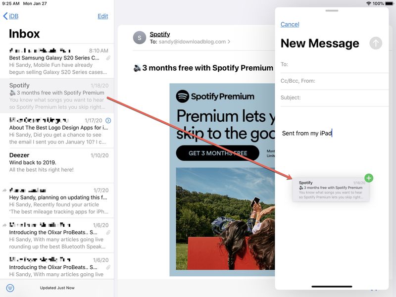 Mail Ajouter une pièce jointe à un e-mail Glisser sur l