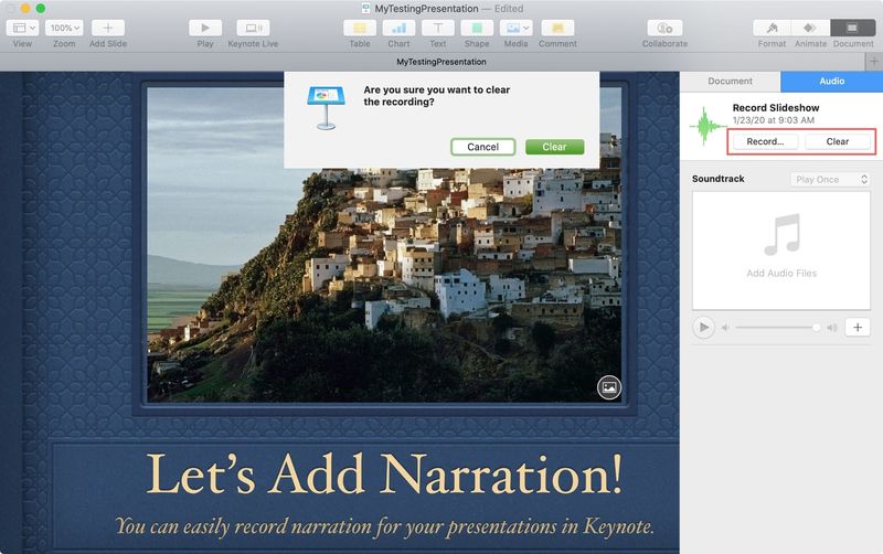 Rerecord Clear Narration Keynote Mac
