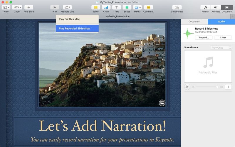 Record Narration in Keynote on Mac