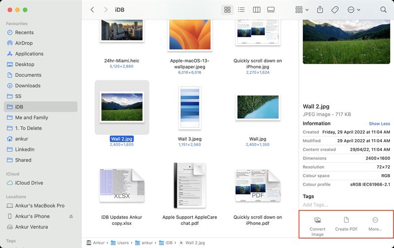 Personnaliser les actions rapides dans le volet Aperçu du Finder