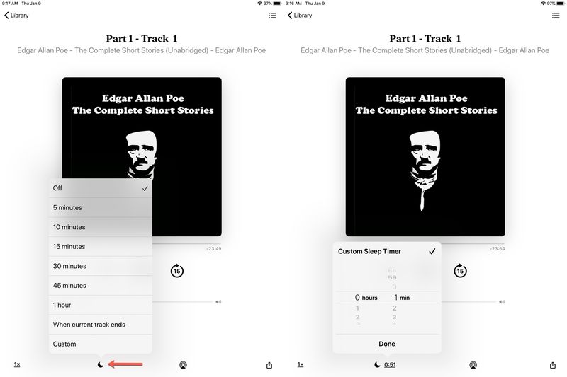 Définir les livres de minuterie de sommeil iPad