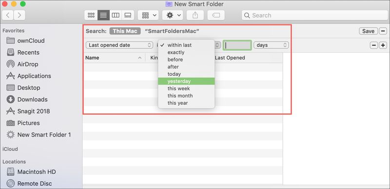 Smart Folder for Last Opened Date