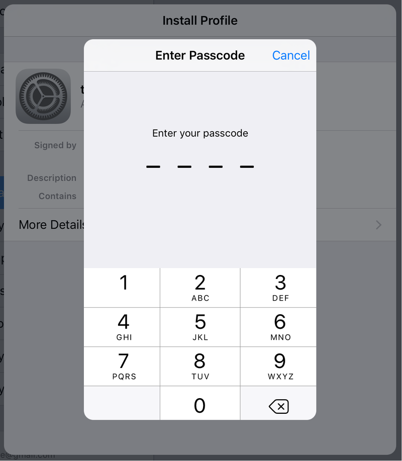 iOS Configuration Profile Passcode