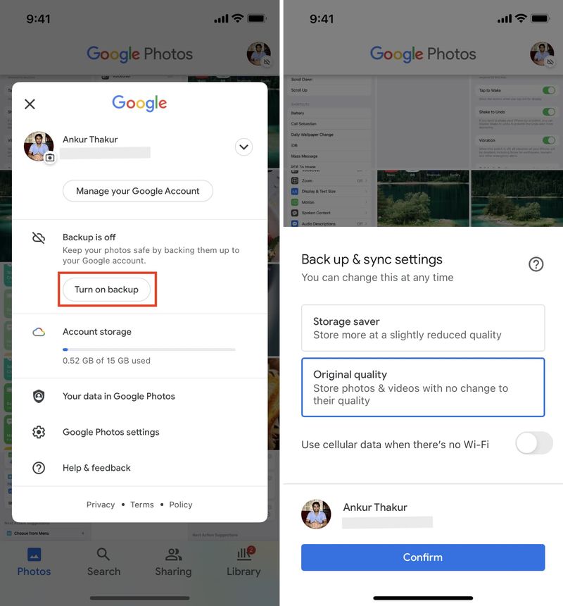 Activer la sauvegarde dans Google Photos sur iPhone