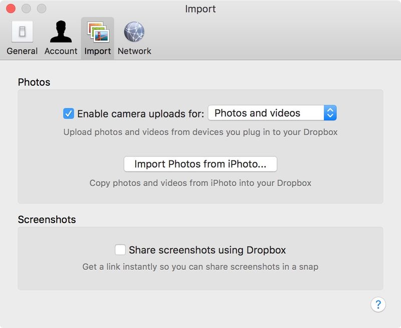 Dropbox active le téléchargement de photos de sauvegarde de l
