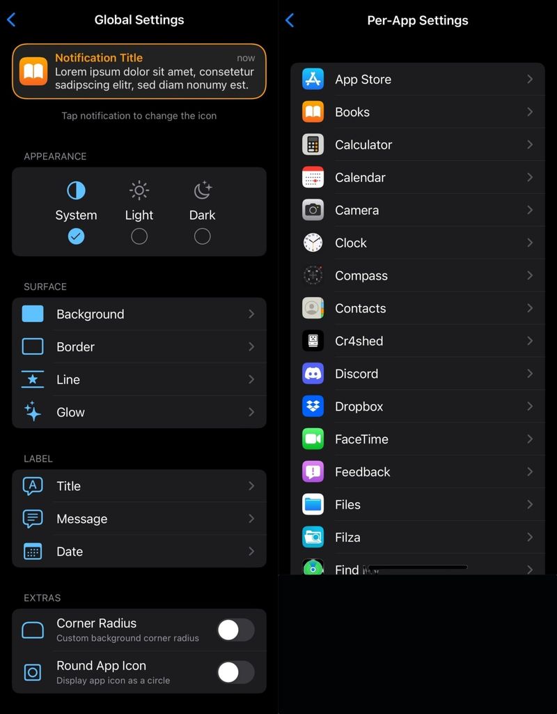 Global and per-app settings in Velvet 2.