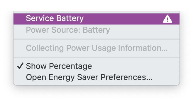 Avertissement de batterie de service