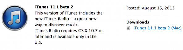itunes 11-1 beta 2