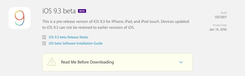 iOS 9.3 beta 1.1