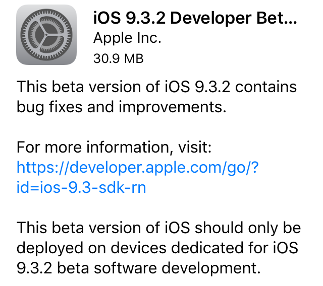 iOS 9.3.2 beta 3