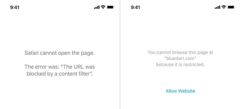 Safari ne peut pas ouvrir la page des sites Web bloqués sur iPhone