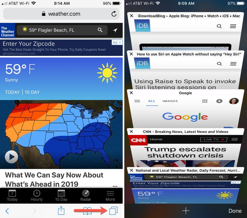 Safari Tab Button and Tabs iPhone