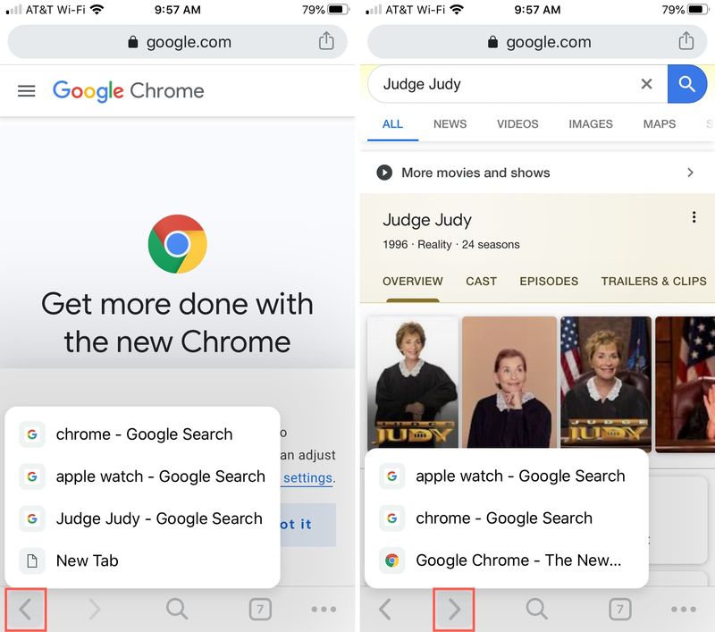 Chrome Précédent Suivant iPhone