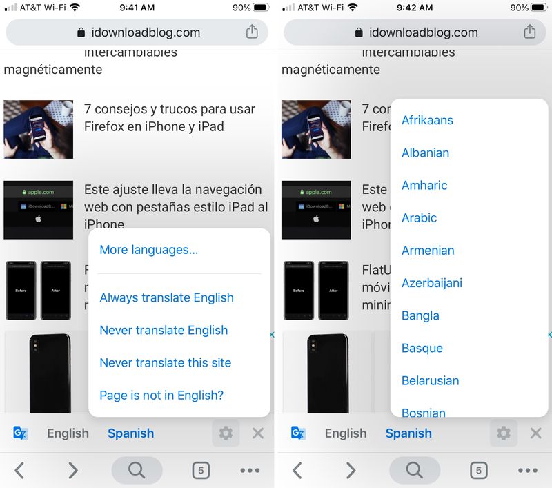Chrome Google Traduction iPhone