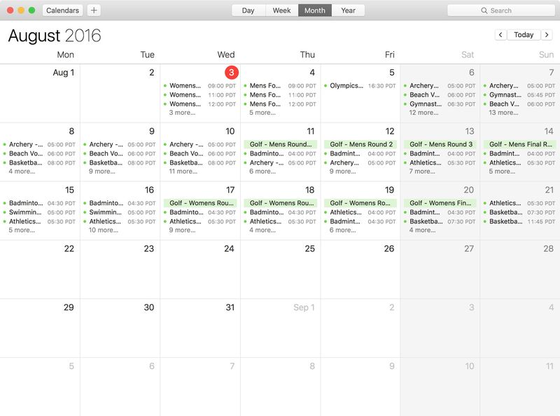Abonnez-vous au calendrier des JO de Rio 2016 Mac