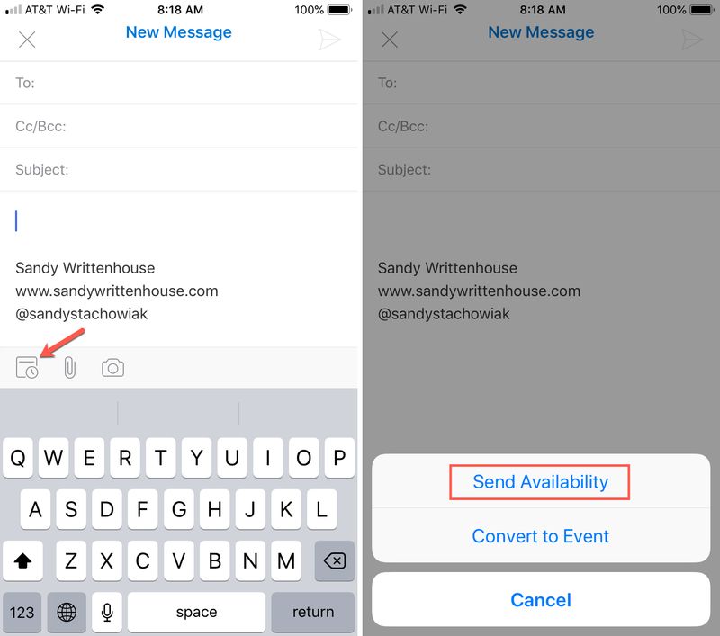 Outlook iOS Send Availability