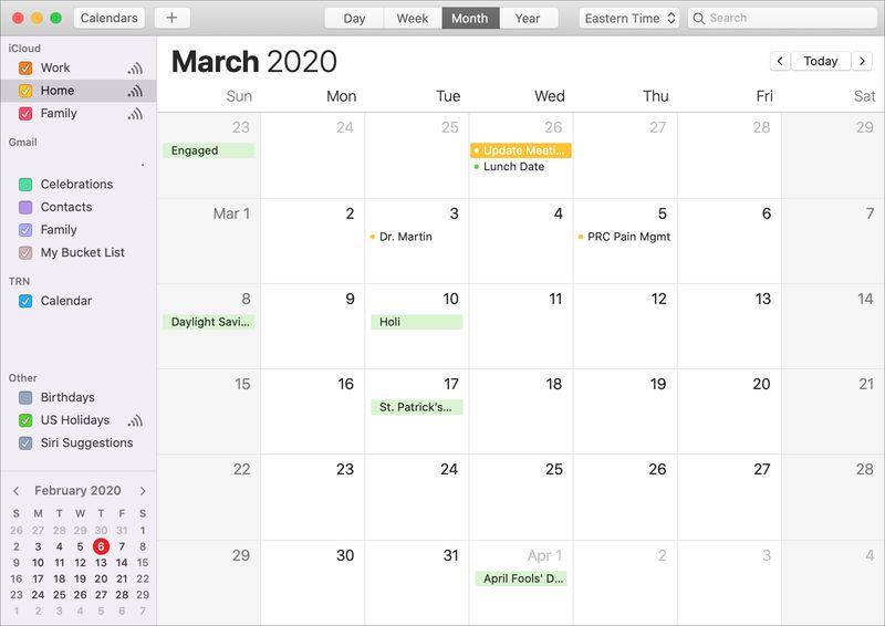 Calendar Mac Month March