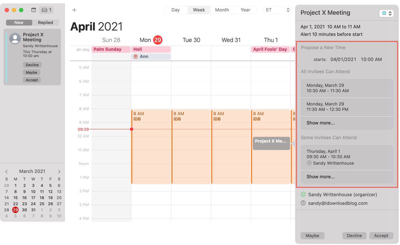 Select New Event Time