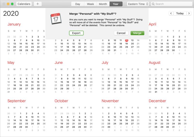 Fusionner les calendriers iCloud sur Mac