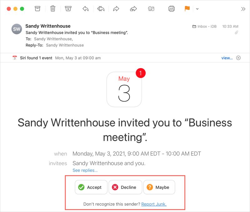 Mail Reply to Event Notification on Mac