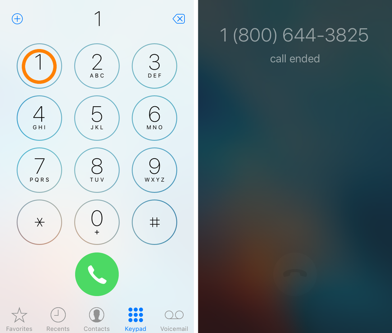 QuickDial Lite tap and hold on keypad to dial a phone number