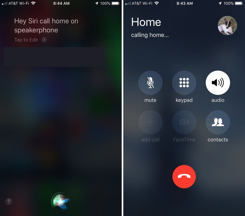 Hey Siri Call Home sur haut-parleur